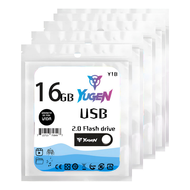 Paquete 20 Memoria Usb 16gb Colores Mayoreo Metálica Yugen Negro Y1