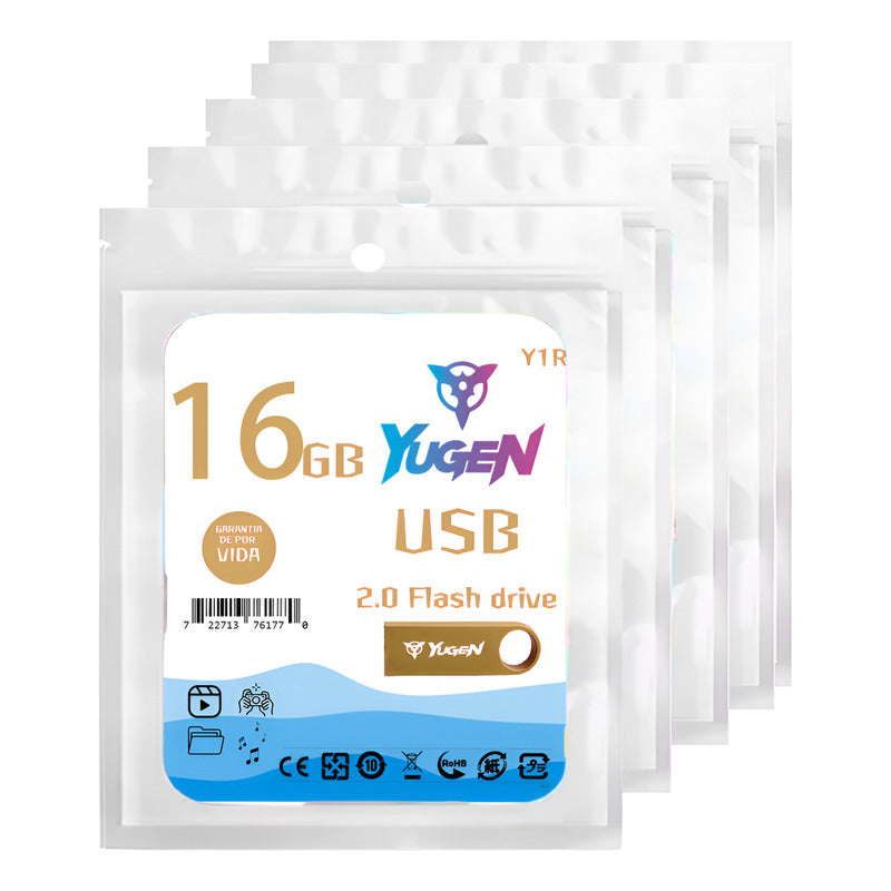 Paquete 20 Memoria Usb 16gb Colores Mayoreo Metálica Yugen Dorado Y1