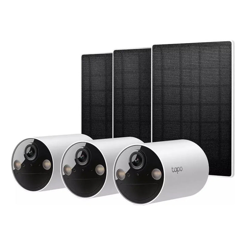 Kit 3 Cámaras Seguridad Tp-link Tapo Tc82 Solares 2k Wi-fi Blanco