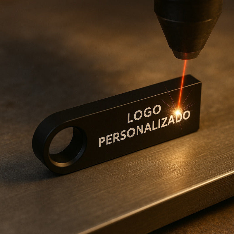 55 Memorias Usb 16gb Personalizadas Logo Laser Metal Negro Y1b
