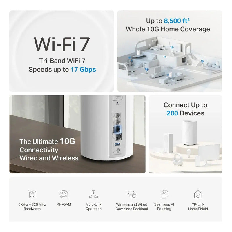 Deco Be77 3 Pack Sistema Wifi Mesh Tri-banda Be17000 Tp Link