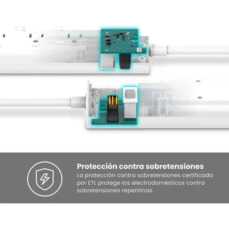 Regleta Kasa Smart Hs300 6 Tomas Inteligentes 3 Usb Blanco 125 V