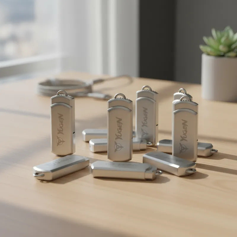Paquete 20 Memoria Usb 8gb A Granel Metálica Mayoreo Yugen Plateado Y13