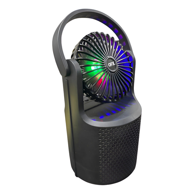 Bocina Recargable Bluetooth Fm Ventilador 4 Usb Sd Tipo C Negro