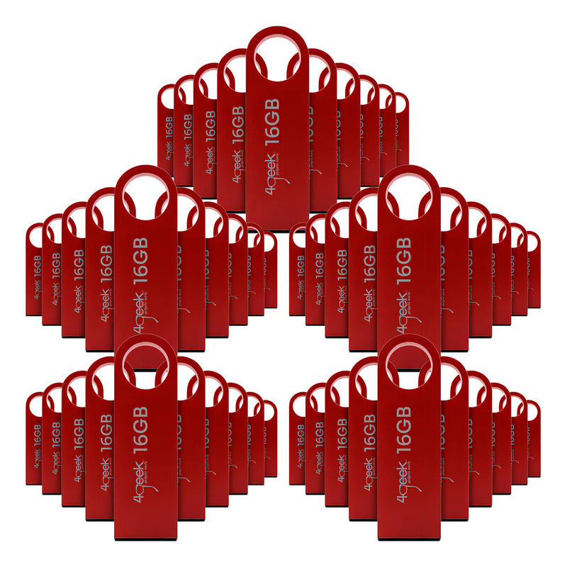 Kit 50 Memorias Usb 16gb Rojo 2.0 Bulk 4geek Liso