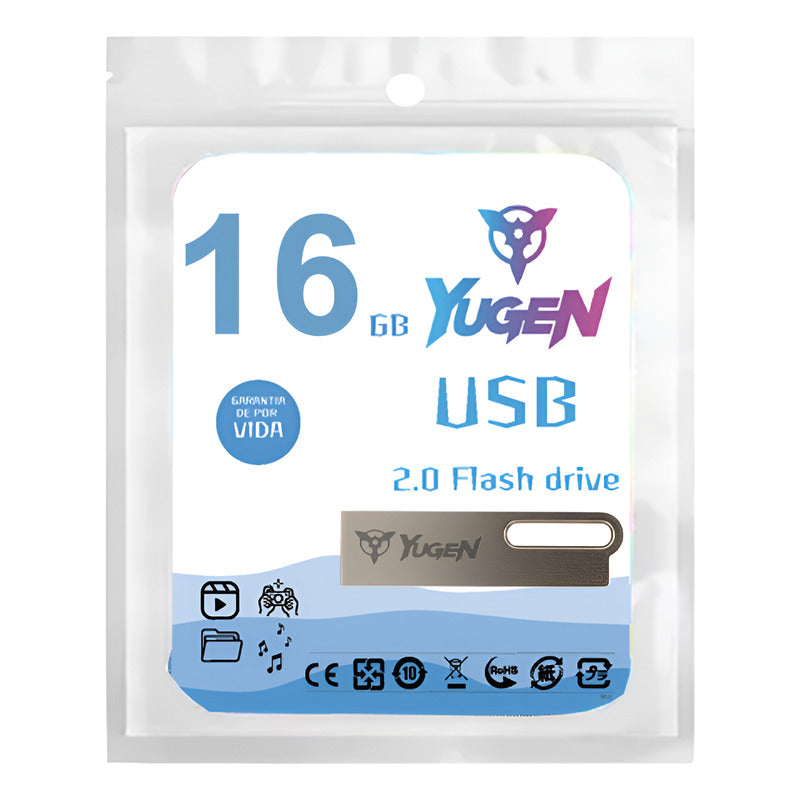 Paquete 50 Memoria Usb 16gb Colores Mayoreo Metálica Yugen Plateado Y18