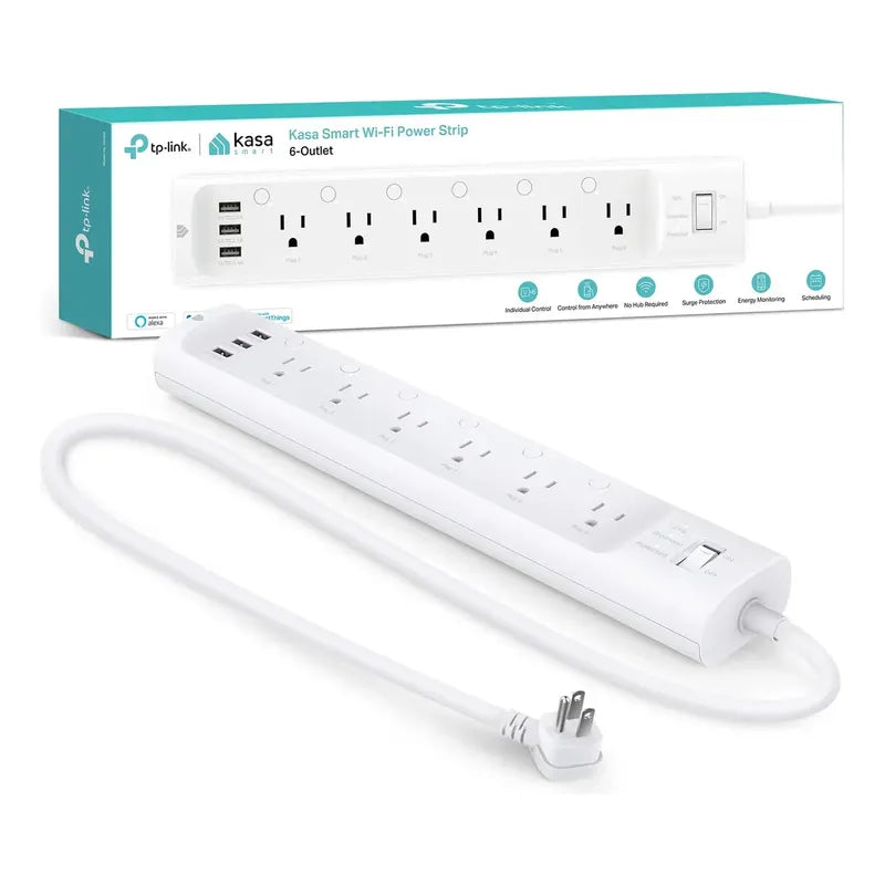 Regleta Kasa Smart Hs300 6 Tomas Inteligentes 3 Usb Blanco 125 V