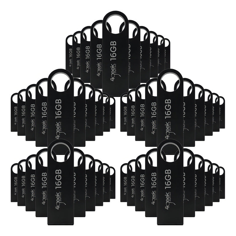 Pack 50 Memorías Usb 16gb 2.0 Negro 4geek Compatible Windows/linux/ios Liso