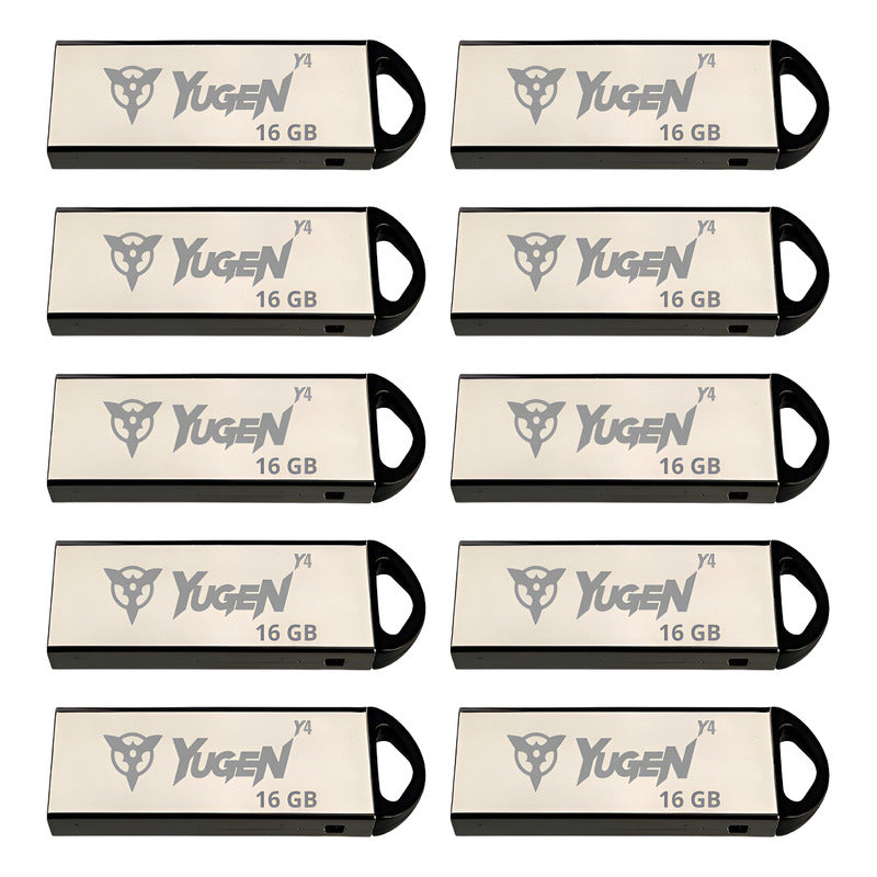 Kit 20 Memorias Usb 16gb Yugen Y4 Metálica Granel Musica Plateado Espejo Y4