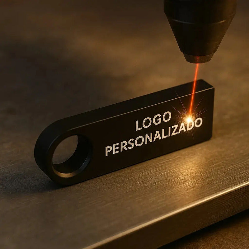 Kit 350 Memorias Usb 16gb Personalizadas Logo Laser Metal /i Negro Y1