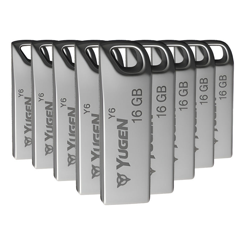 Kit 10 Memorias Usb 16gb Yugen Y6 Metálica Granel Musica Color Plateado Y5