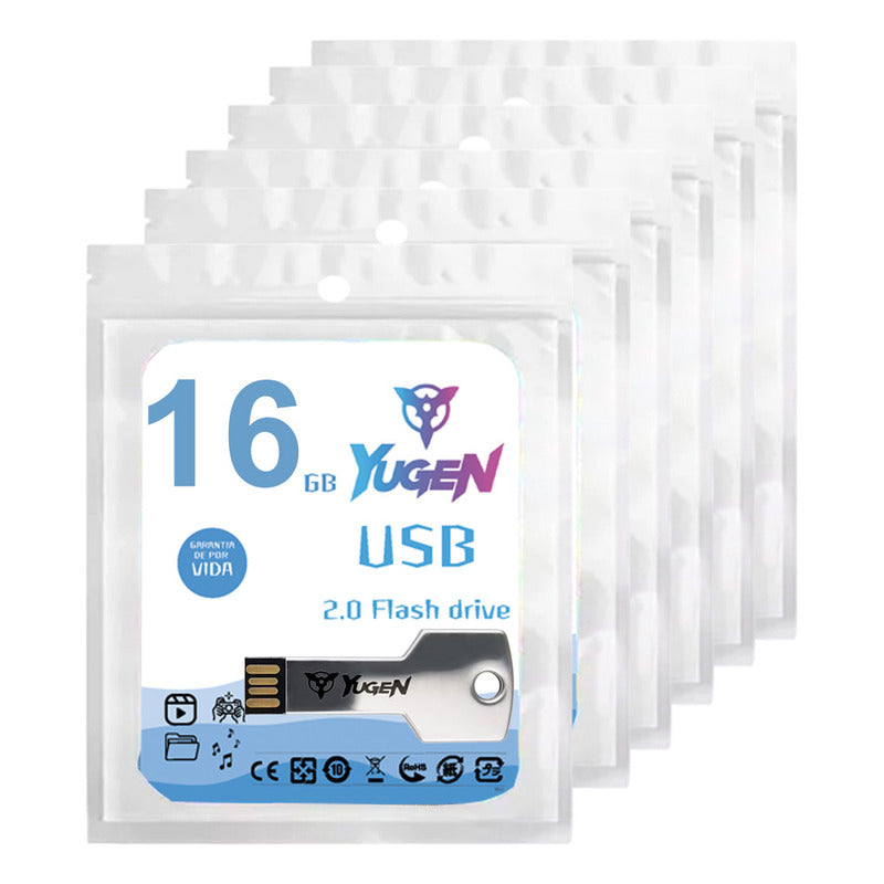 Paquete 20 Memoria Usb 16gb Colores Mayoreo Metálica Yugen Plateado Y11