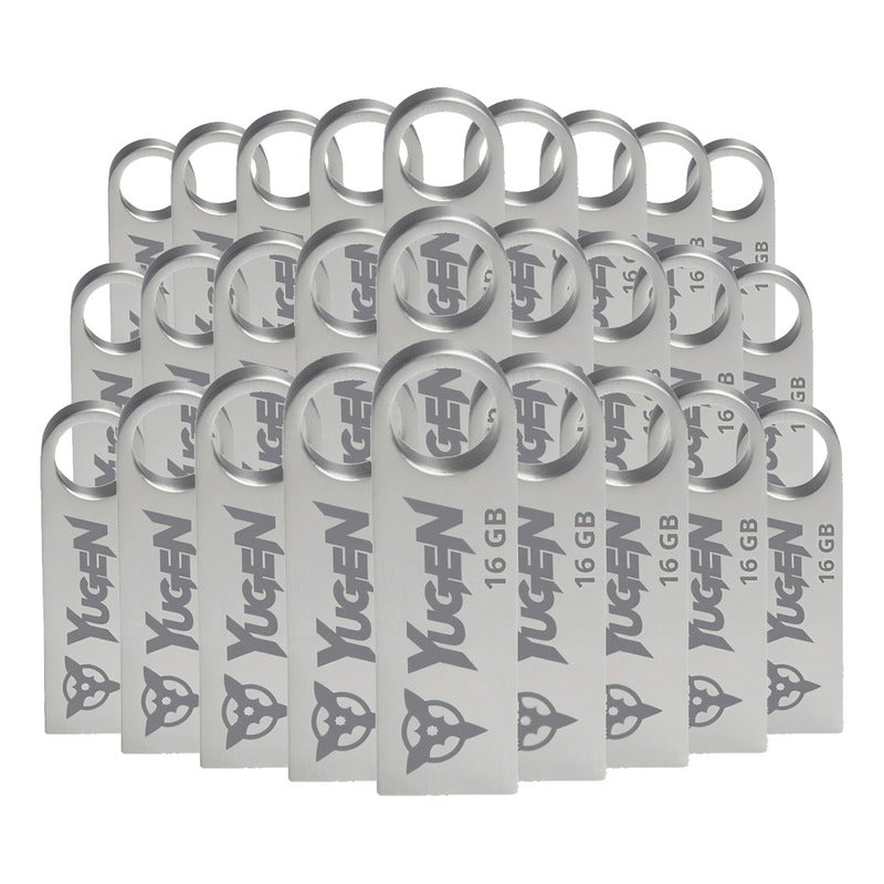 20 Memoria Usb 2.0 16gb Metal Granel Mayoreo Barata Color Plateado