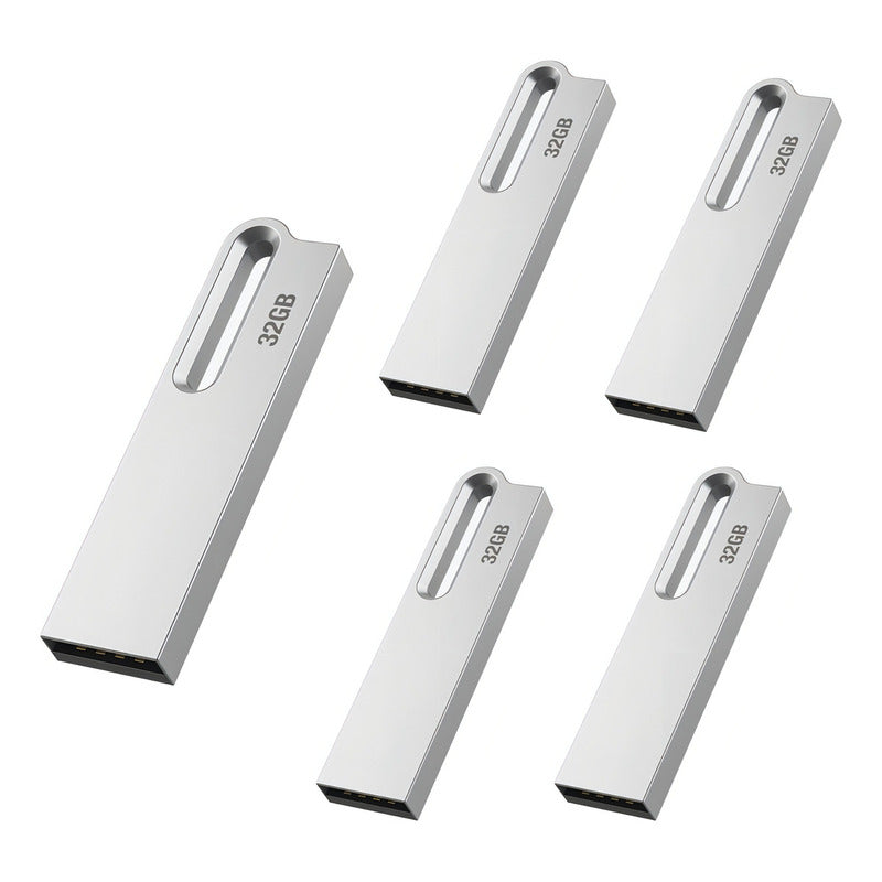 Memorias Usb 2.0 De 32gb Plateadas, 5 Piezas Plateado