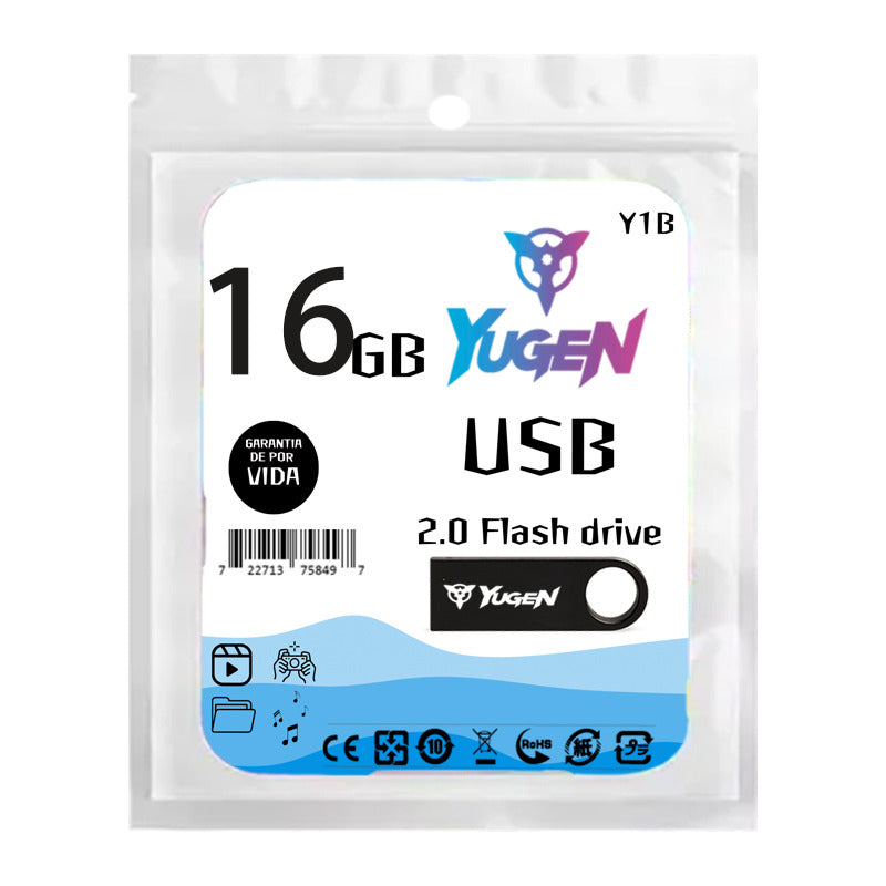 Paquete 10 Memoria Usb 16gb Colores Mayoreo Metálica Yugen Negro Y1