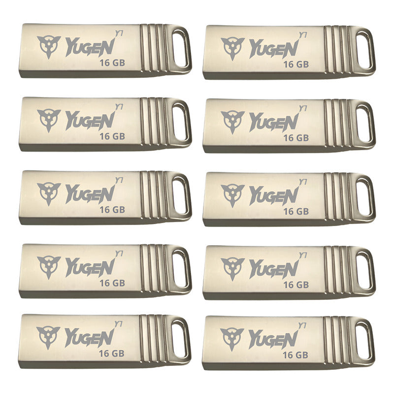 Kit 20 Memorias Usb 16gb Yugen Y7 Metálica Granel Musica Plateado Y7