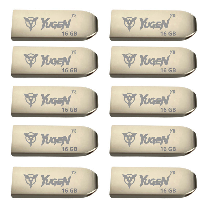 Memoria Usb 16gb Yugen Metálica Y8 Granel Pack 20 Unidades Plateado