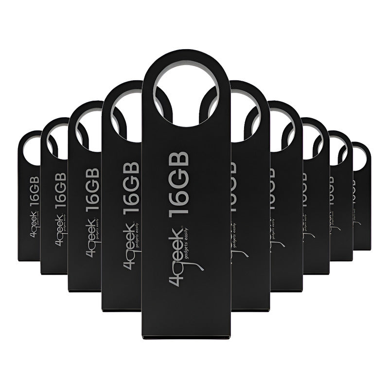 Kit 10 Memorias Usb 16gb Negro 2.0 Bulk 4geek Liso Negro Liso