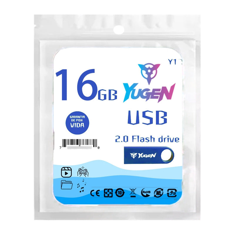 Paquete 30 Memoria Usb 16gb Colores Mayoreo Metálica Yugen Azul Y1