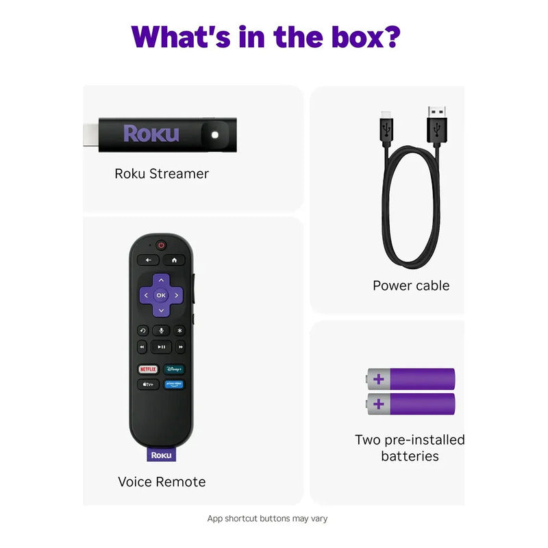 Roku Streaming Stick 3840br 2025 Para Tv Hd Y Modo De Auriculares Con Control De Voz Completo Negro