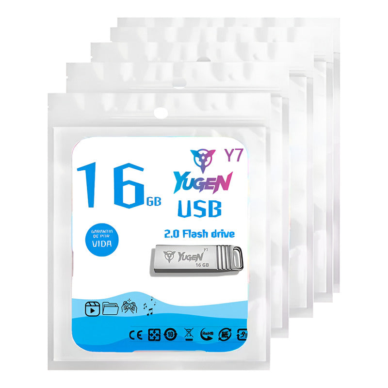 Kit  20 Memorias Usb 16gb Metalica Usb 2.0 Yugen  Plata Y7 Plateado Y7