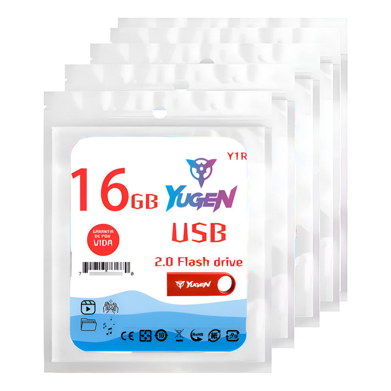 Paquete 20 Memoria Usb 16gb Colores Mayoreo Metálica Yugen Rojo Y1