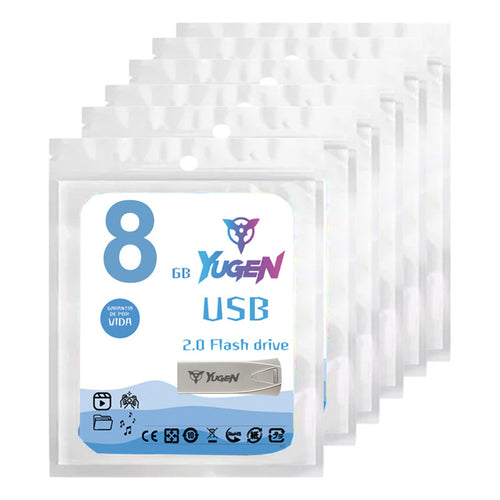 Kit 100 Memoria Usb 8gb Yugen Y10 Metalicas 2.0 Plateado Y10