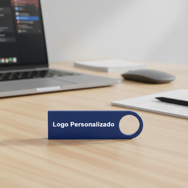 Kit 500 Memorias Usb 4gb Personalizadas Logo Laser Metal Azul Y1p