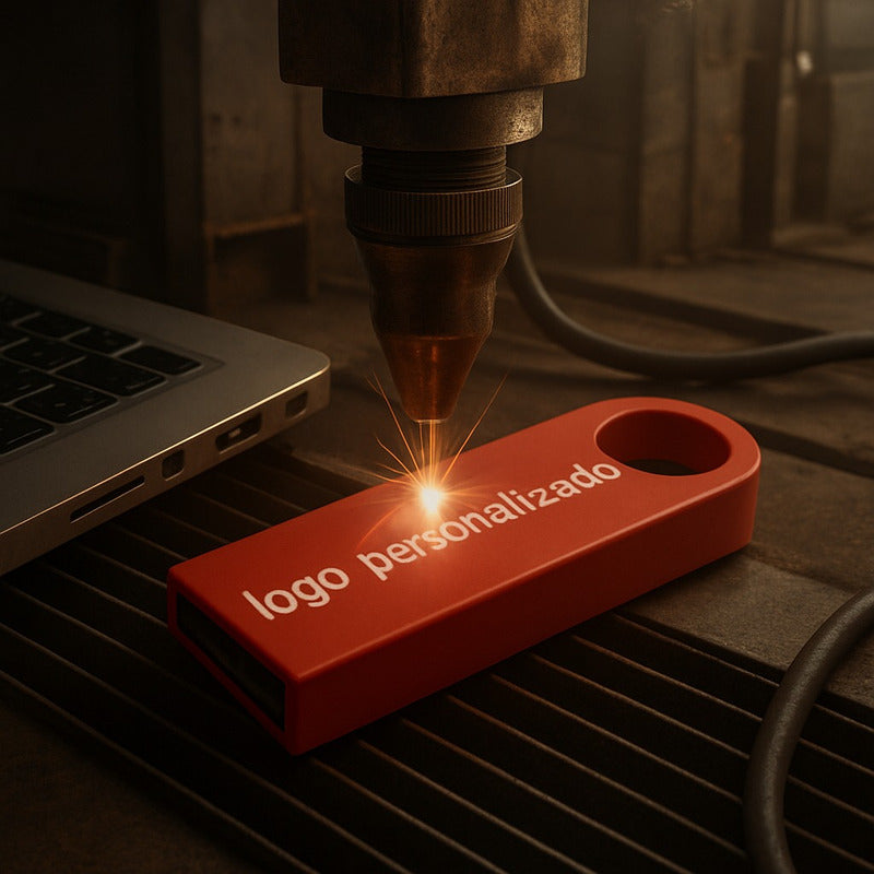 300 Memorias Usb 16gb Personalizadas Logo Laser Metal Rojo Rojo Y1r