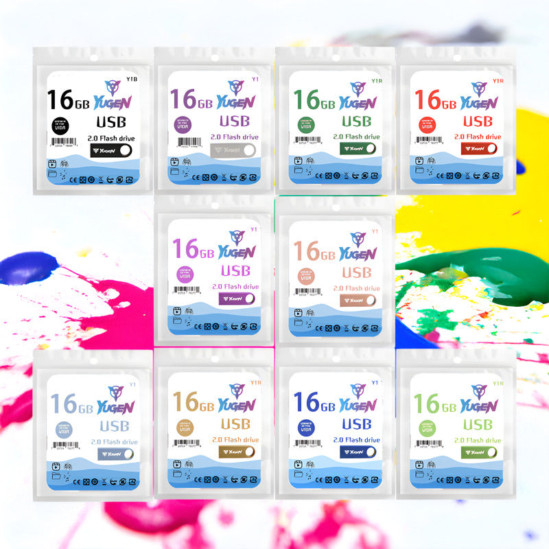 Paquete 50 Memoria Usb 16gb Colores Mayoreo Metálica Yugen 10 Colores 5 Por Color Y1