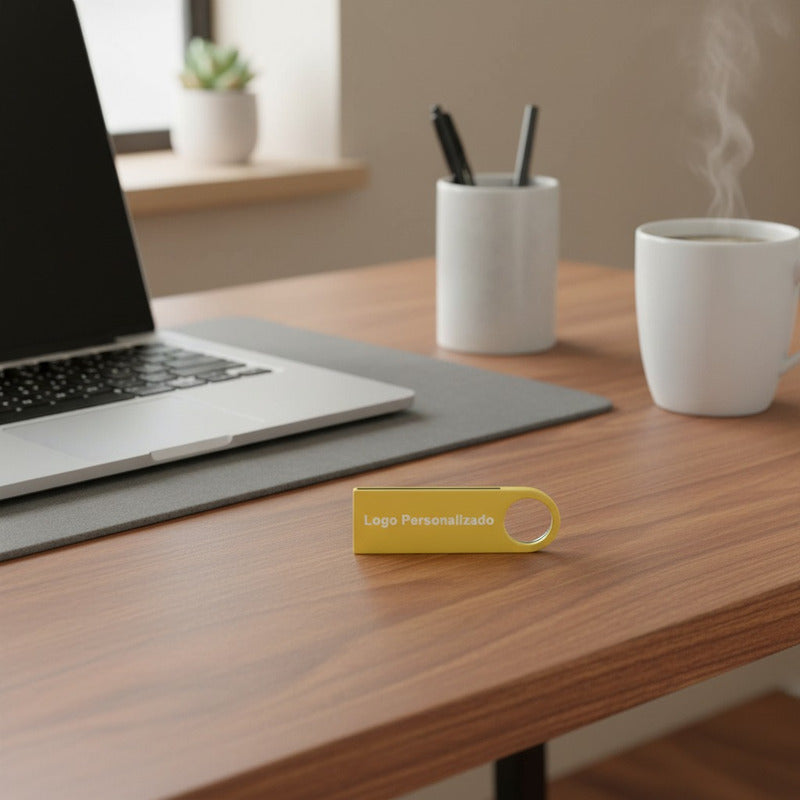 55 Memorias Usb 16gb Personalizadas Logo Laser Metal Dorado Y1