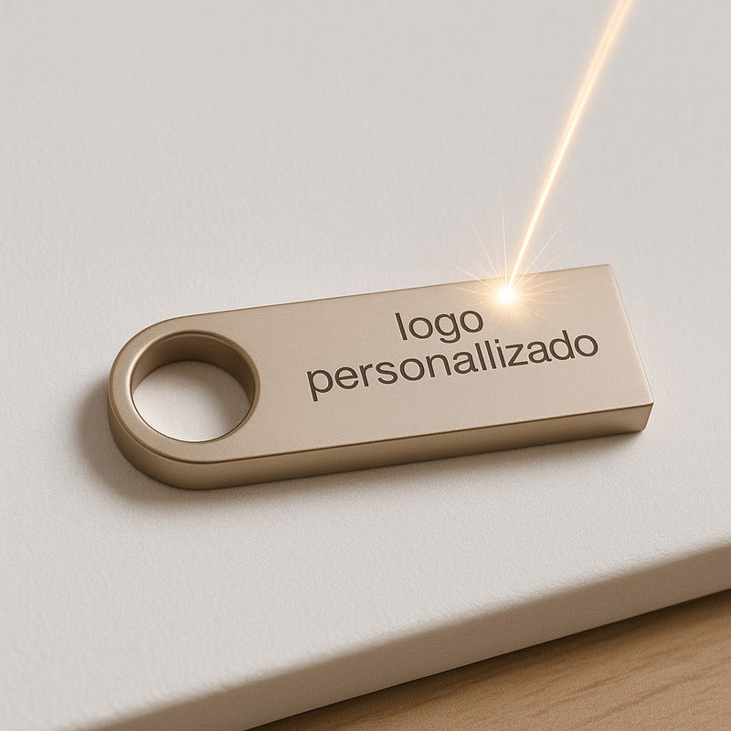 Kit 500 Memorias Usb 16gb Personalizadas Logo Laser Metal Plateado Y1