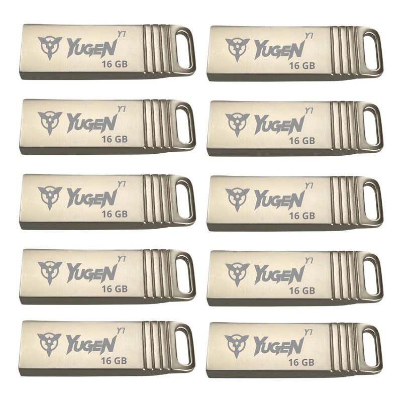 Kit 20 Memorias Usb Yugen Y7 16gb Metálica Plateada Compatible Windows Macos Plateado