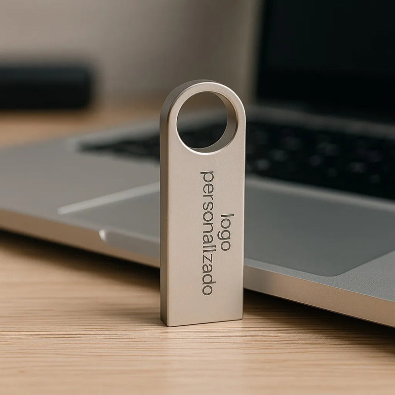 10 Memorias Usb 32gb Personalizadas Logo Laser Metal Plateado Y1