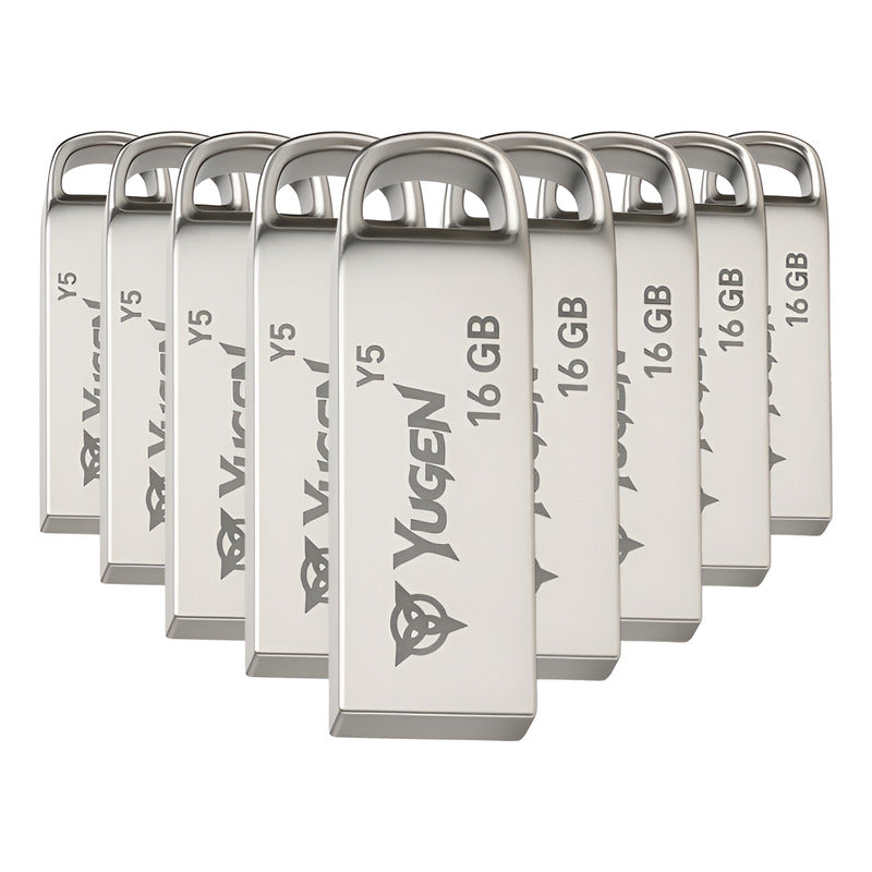 Kit 10 Memorias Usb 16gb Yugen Metálica Usb 2.0 Plateado Compacto Y5