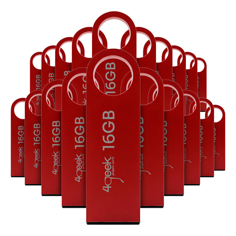 Kit 20 Memorias Usb 16gb Rojo 2.0 Bulk 4geek Liso Rojo Liso