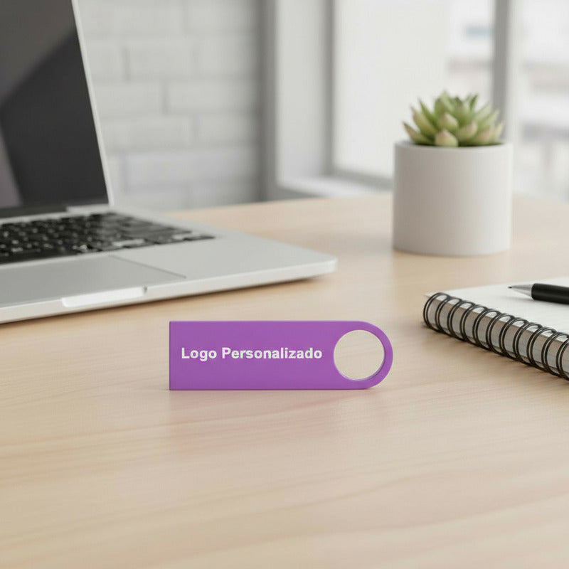 100 Memorias Usb 32gb Personalizadas Logo Laser Metal Violeta Y1
