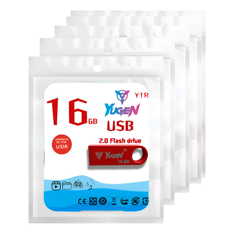 Kit  30 Memorias Usb 16gb Metalica Usb 2.0 Yugen  Roja Y1r Rojo Y1r