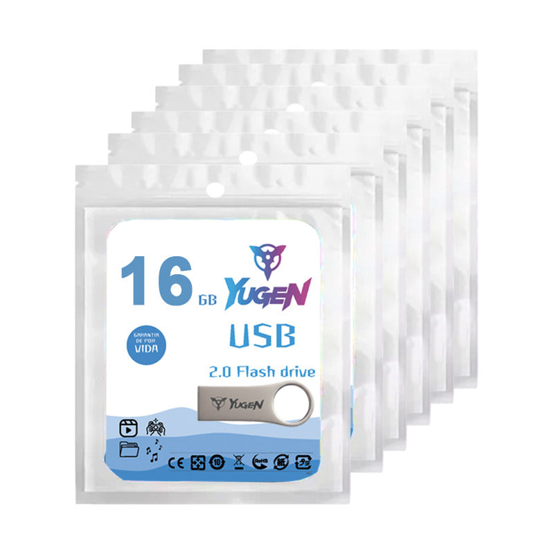 Paquete 10 Memoria Usb 16gb Colores Mayoreo Metálica Yugen Plateado Y17