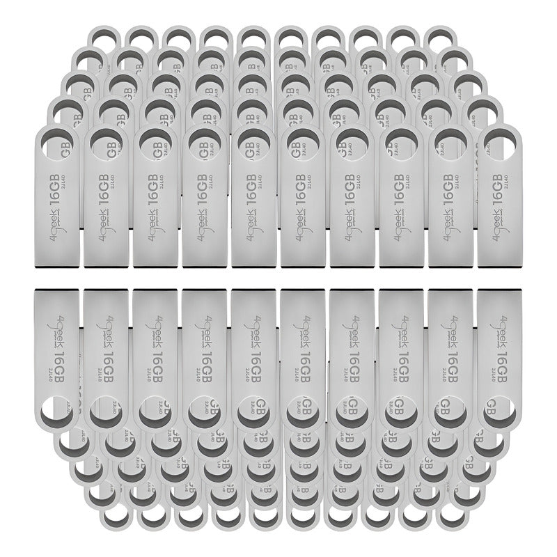 Kit 100 Memoria Usb 2.0 16gb Metal Granel Mayoreo Gris Metalicas