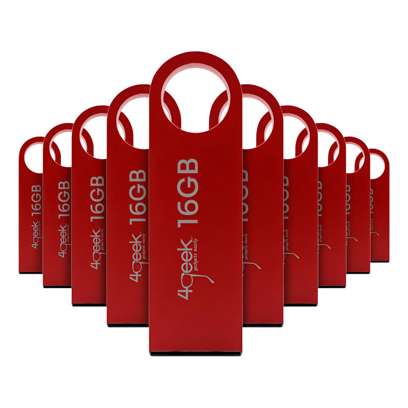 Kit 10 Memorias Usb 16gb Rojo 2.0 Bulk 4geek Liso Rojo Liso