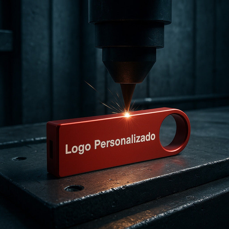 30 Memorias Usb 16gb Personalizadas Logo Laser Metal Rojo Rojo Y1r