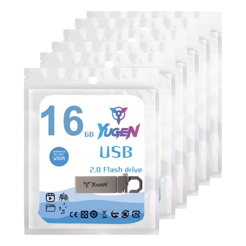 Paquete 50 Memoria Usb 8gb Metálica Mayoreo Yugen Y9 Plateado Y9