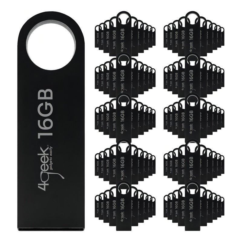 Kit 100 Memorias Usb 16gb Negro 2.0 Bulk 4geek Liso