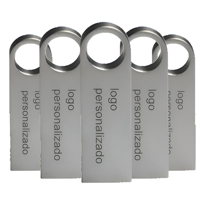 10 Memorias Usb 16gb  Personalizadas 2 Lados 2 Logos Laser Plateado Doble Logo