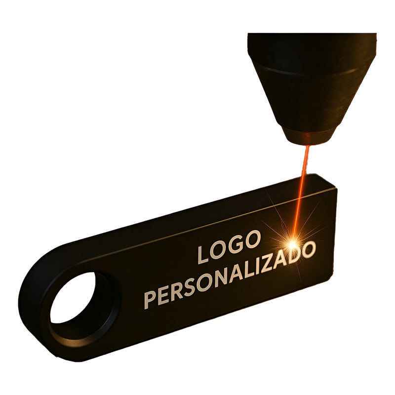40 Memorias Usb 16gb Personalizadas Logo Laser Metal Negra