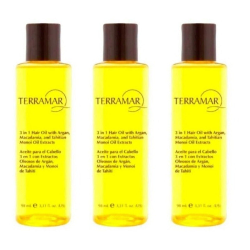3 Pzs Óleo Capilar Terramar 98 Ml Argan Macadamia Monoi