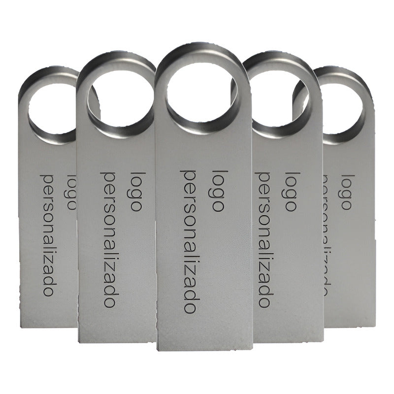 15 Memorias Usb 16gb  Personalizadas 2 Lados 2 Logos Laser Plateado Doble Logo