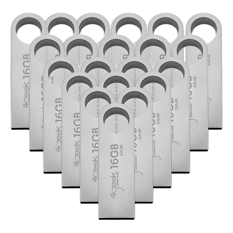 Kit 50 Memorias Usb 16gb Metálica 2.0 Bulk 4geek Plateado Lisa