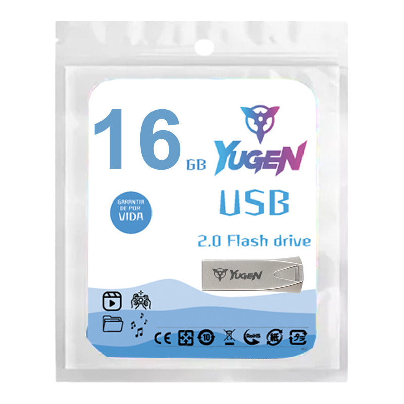 Kit 100 Memoria Usb 16gb Yugen Y10 Metalicas 2.0 Plateado Y10